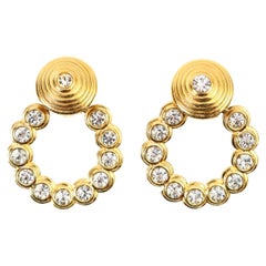 Boucles d'oreilles vintage en or et cristal, circa 1980