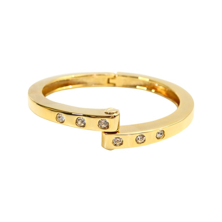 Vintage Gold and Diamante Clamper Bracelet, Circa 1990s In Good Condition In New York, NY