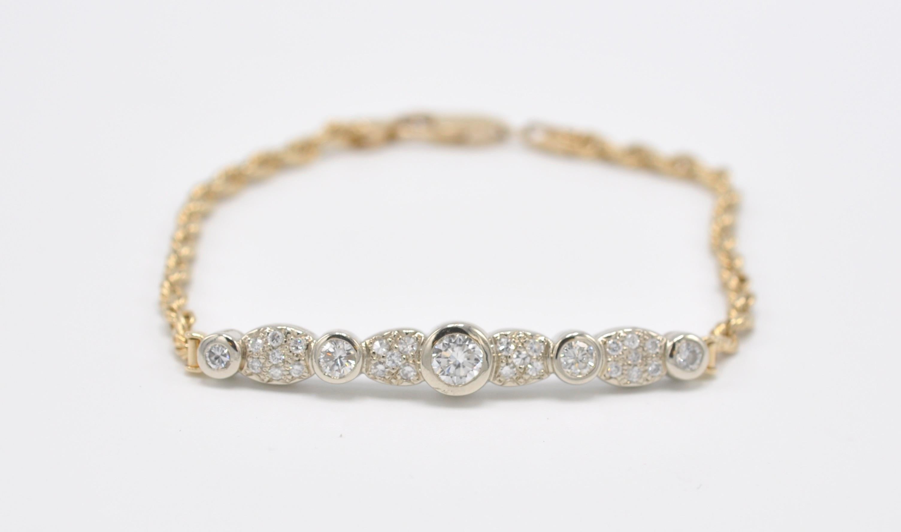 Contemporary Vintage Gold and Diamond Bracelet