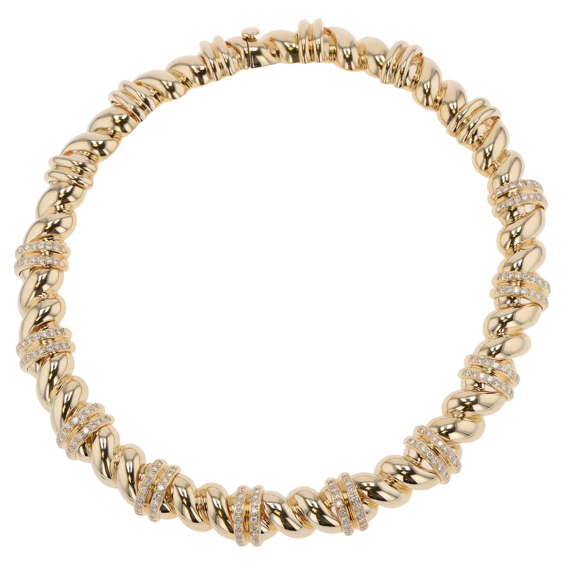 Vintage Gold und Diamant Halsband Halskette im Angebot