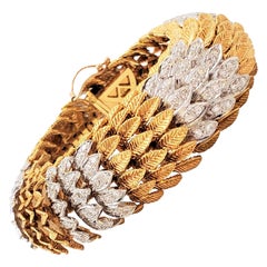 Vintage Gold and Diamond Flexible Link Bracelet