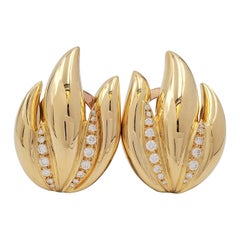 Vintage Gold and Diamond Foliate Earrings