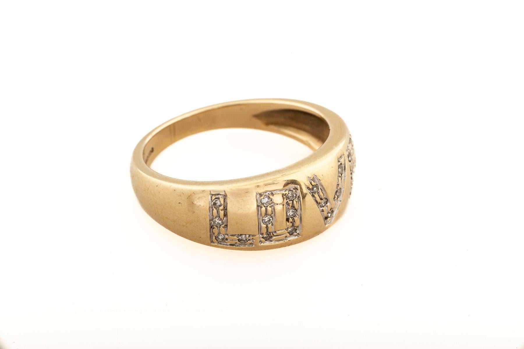 Modern Vintage Gold and Diamond Love Band