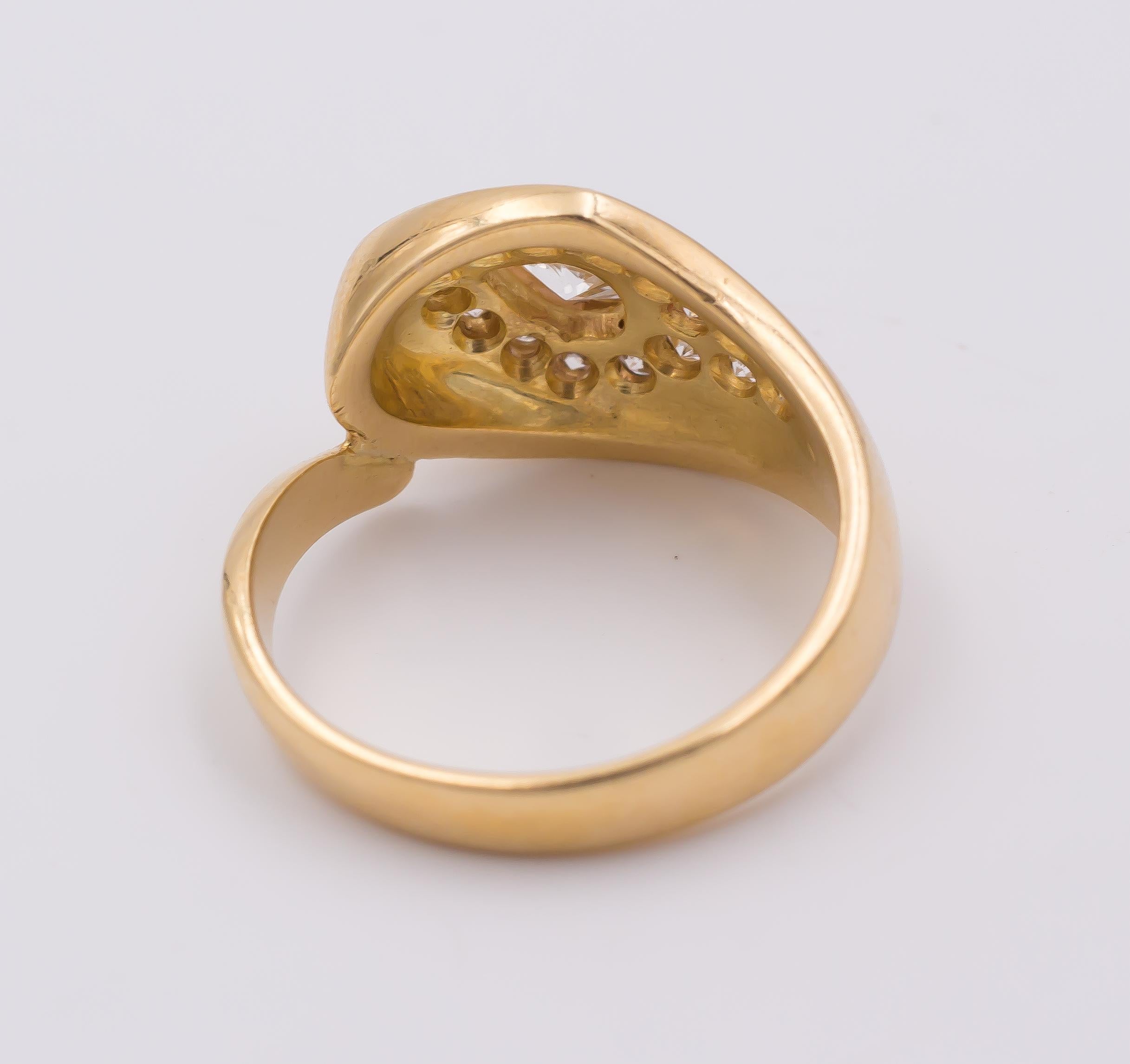 Women's Vintage Gold and Diamond Snake Ring, 1970s For Sale