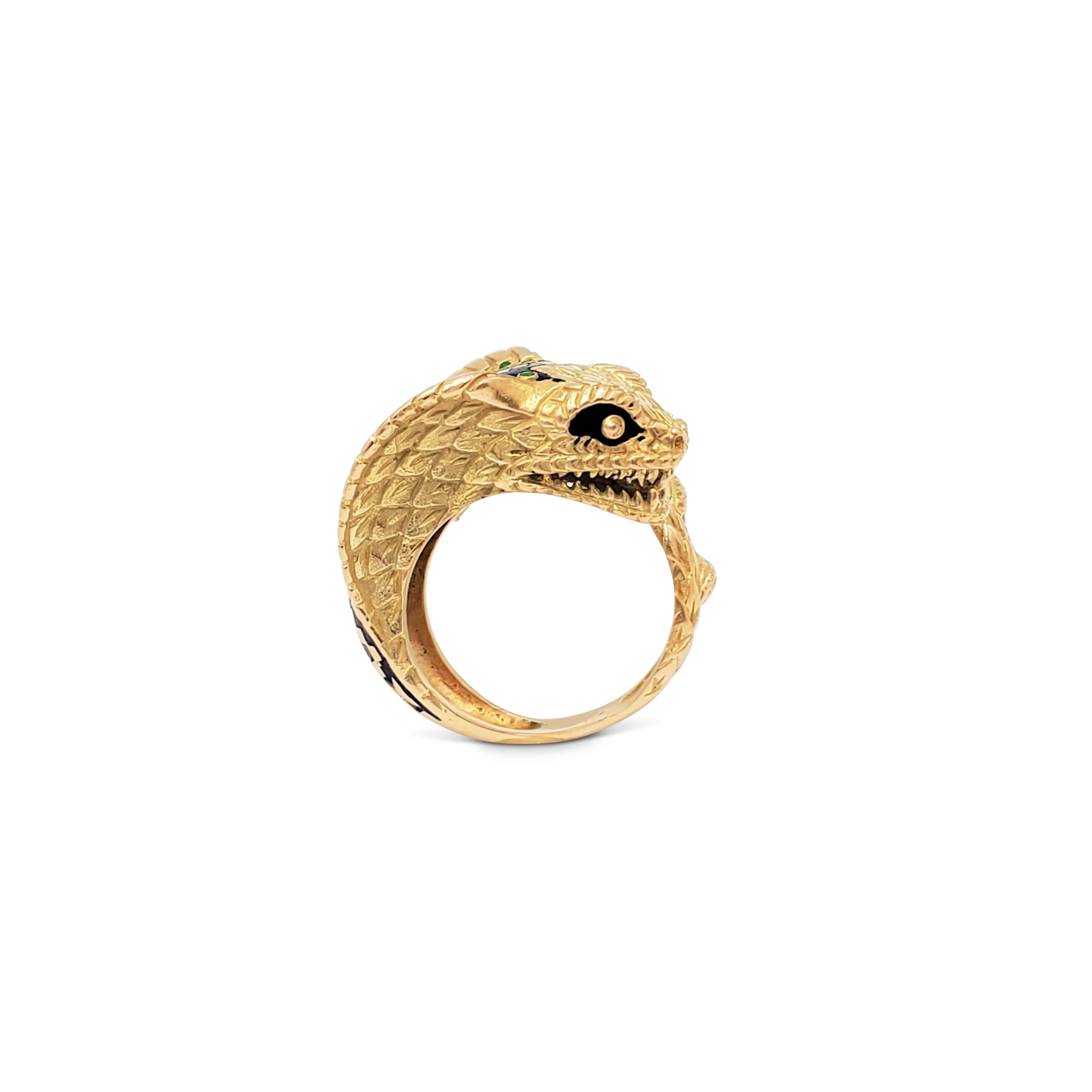 Vintage Gold and Enamel Snake Ring In Good Condition In New York, NY