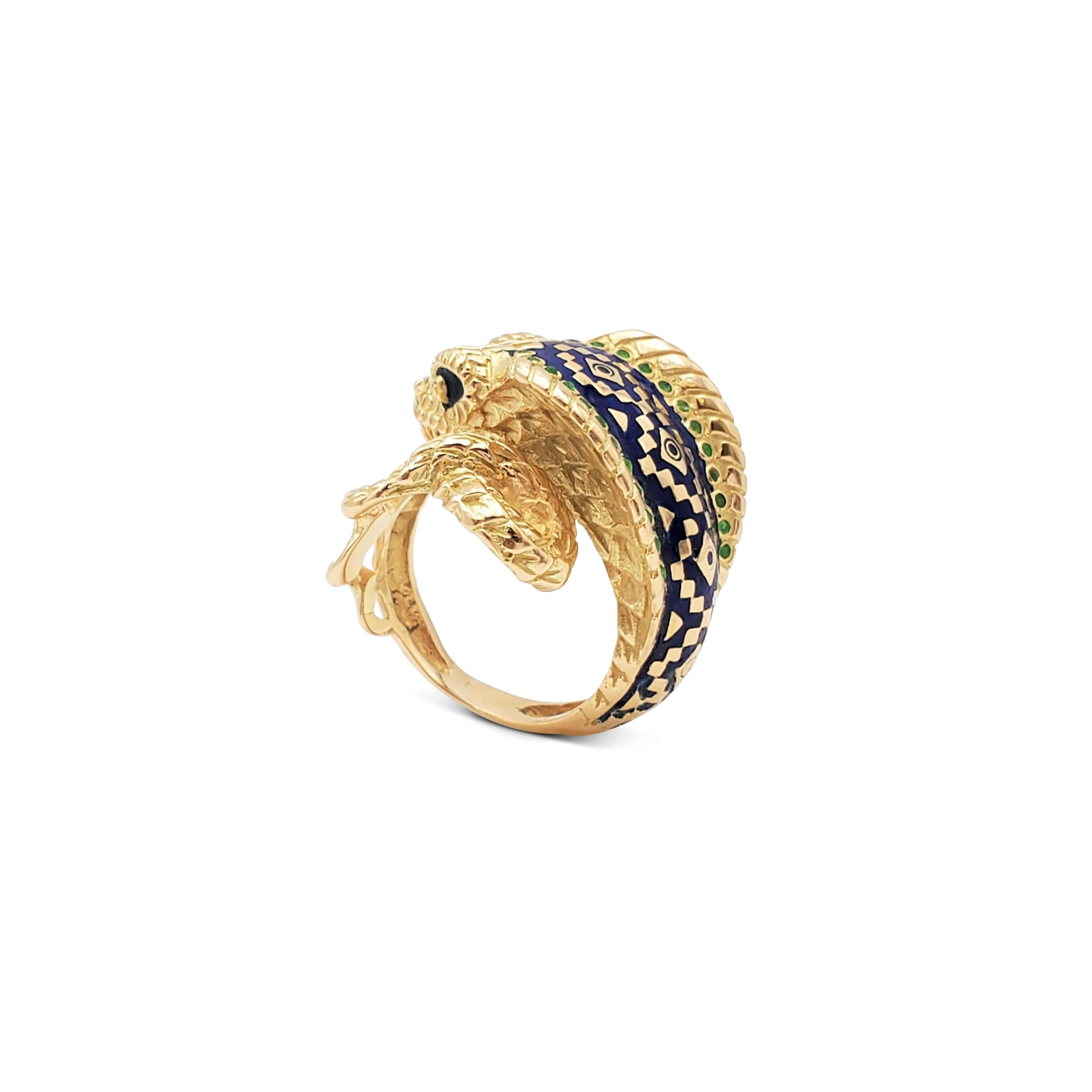 Vintage Gold and Enamel Snake Ring 3