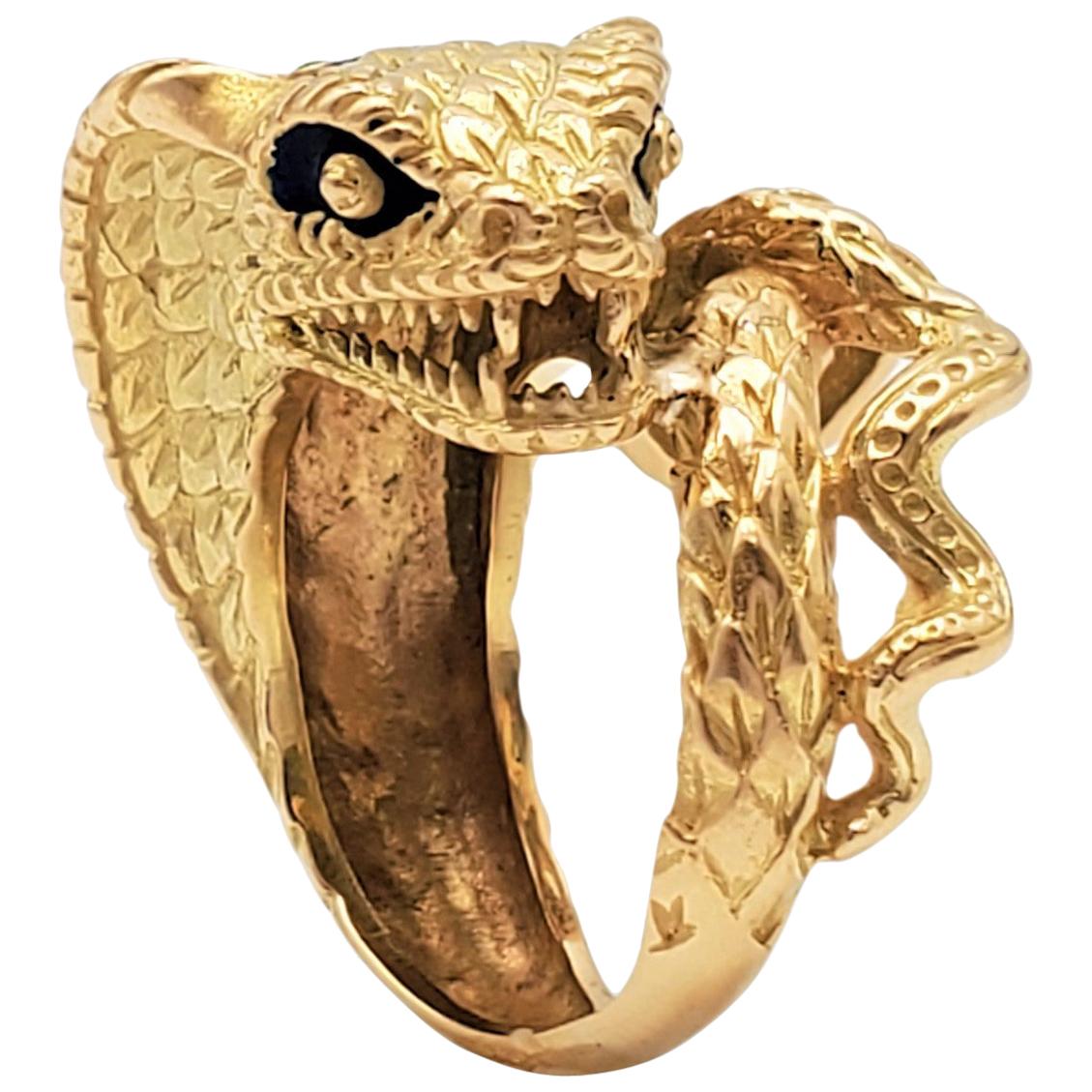 Vintage Gold and Enamel Snake Ring