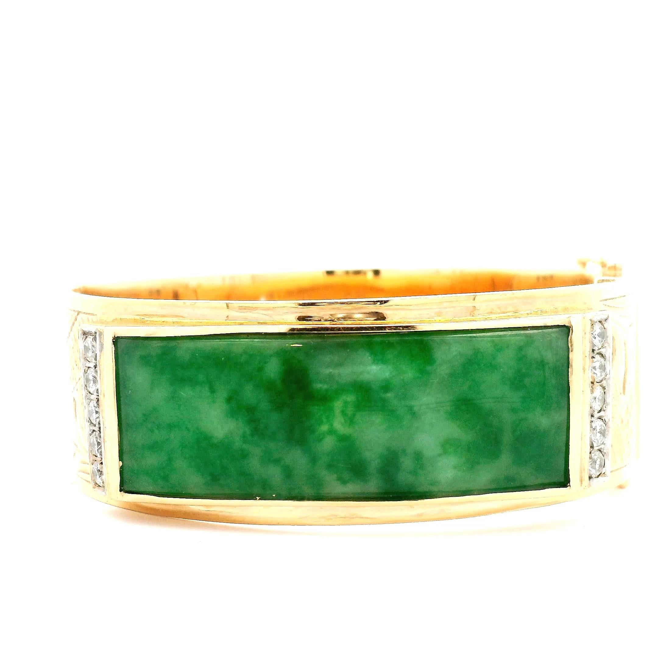 Vintage Gold und Jade Armreif Armband im Angebot 6