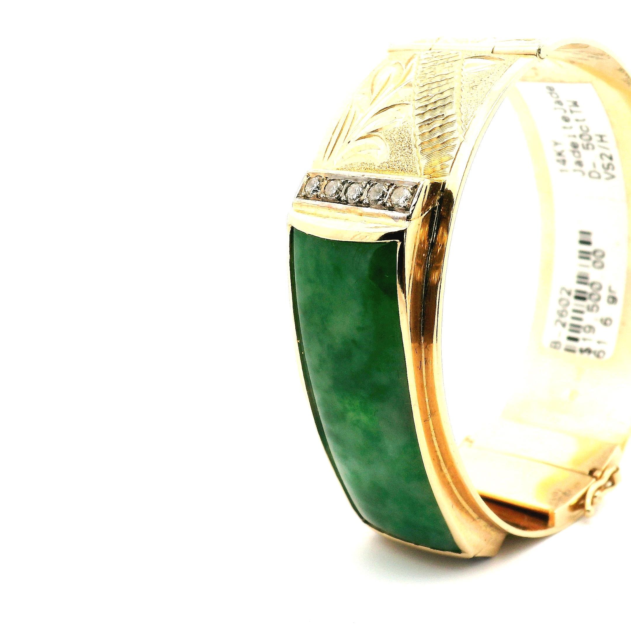 Vintage Gold und Jade Armreif Armband im Angebot 8