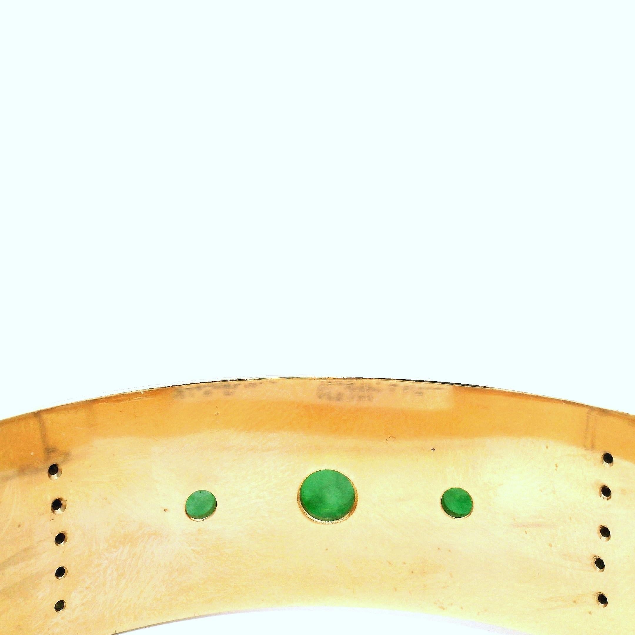 Vintage Gold und Jade Armreif Armband im Angebot 1