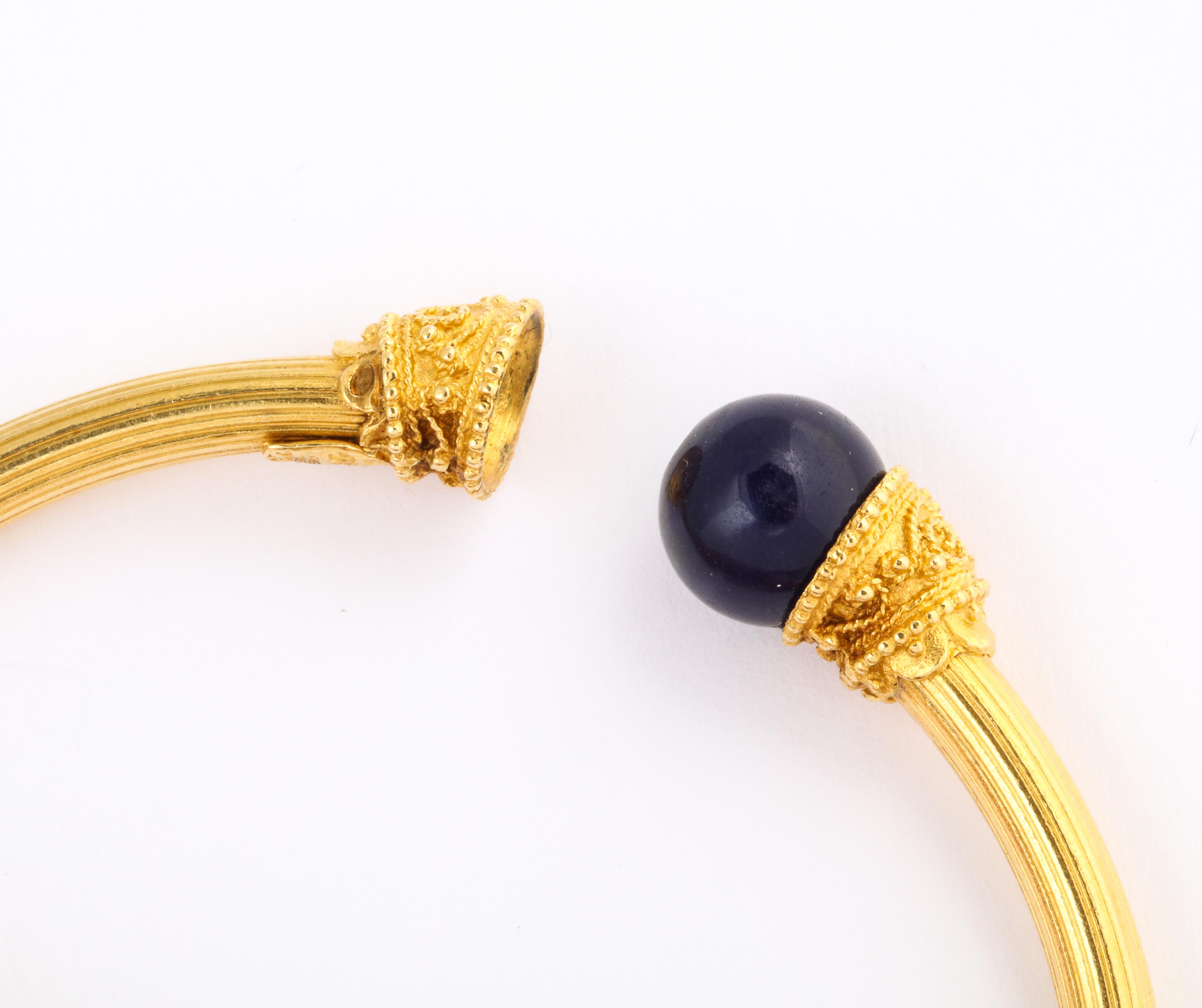 Byzantine Vintage Gold and Lapis Lalaounis Bracelet