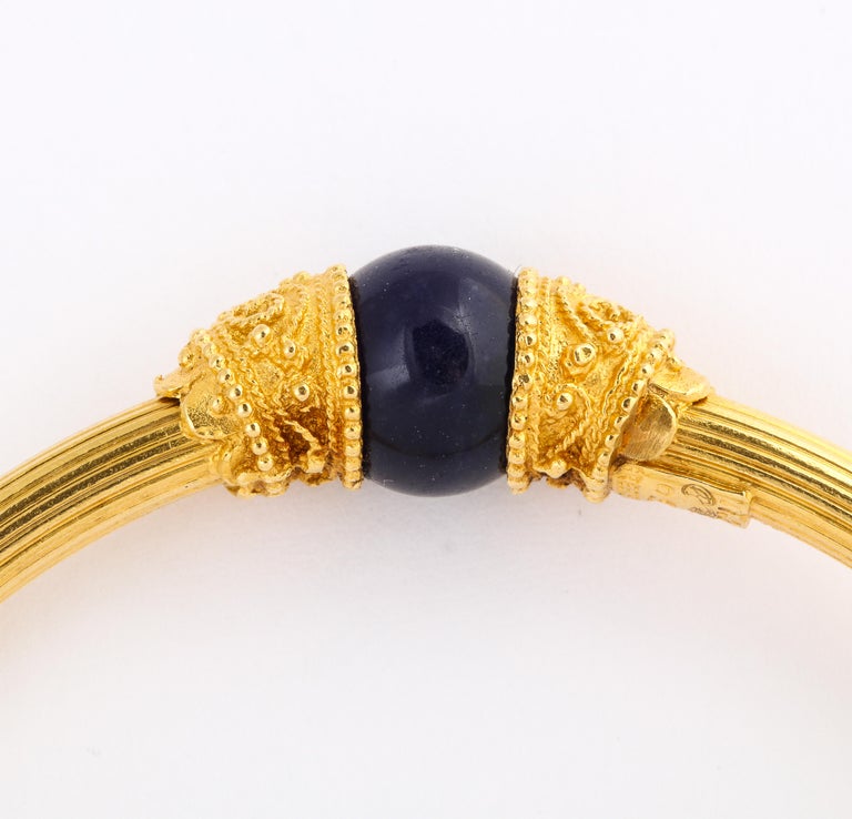 Women's Vintage Gold and Lapis Lalaounis Bracelet For Sale