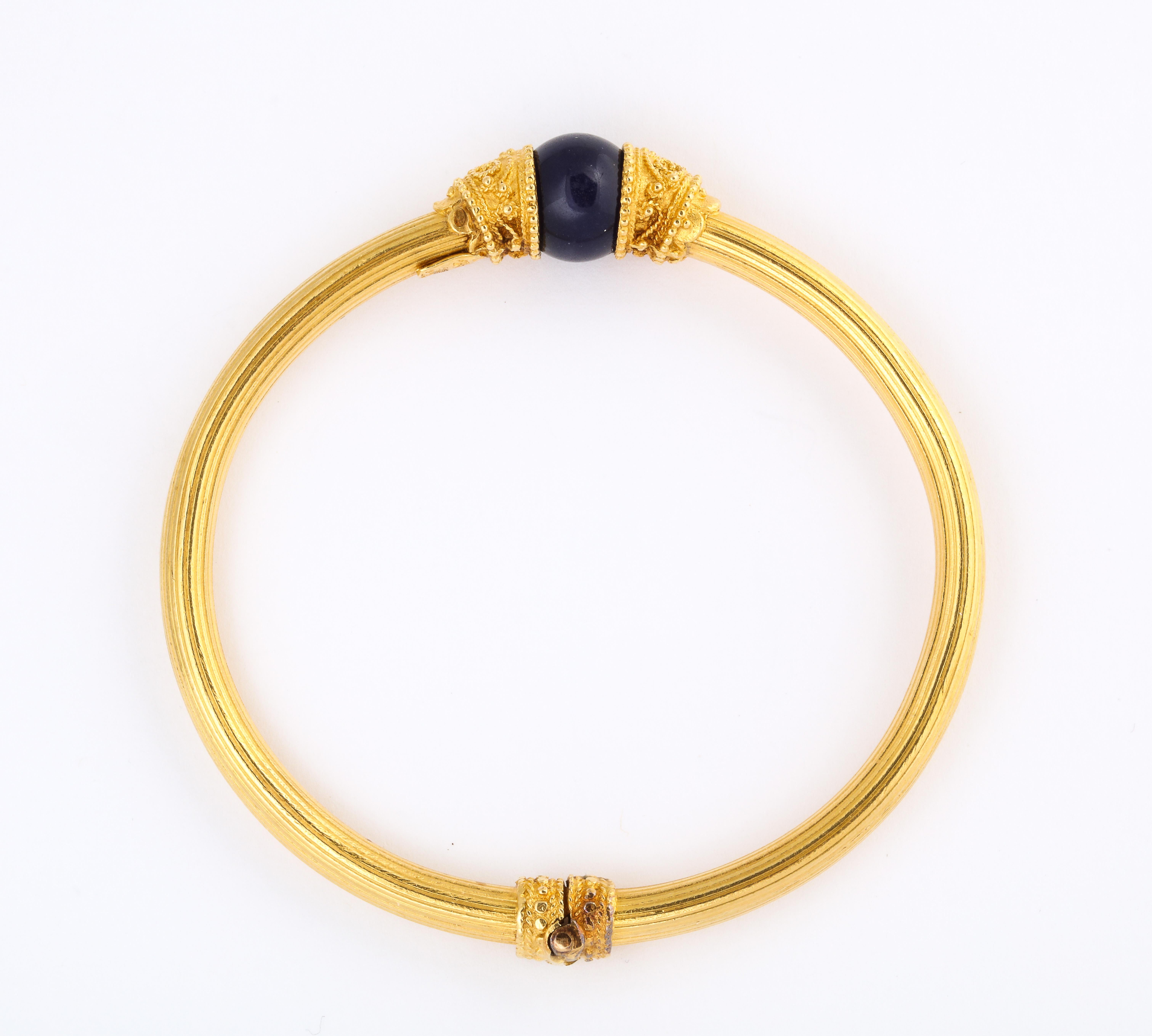 Vintage Gold and Lapis Lalaounis Bracelet In Excellent Condition In Stamford, CT