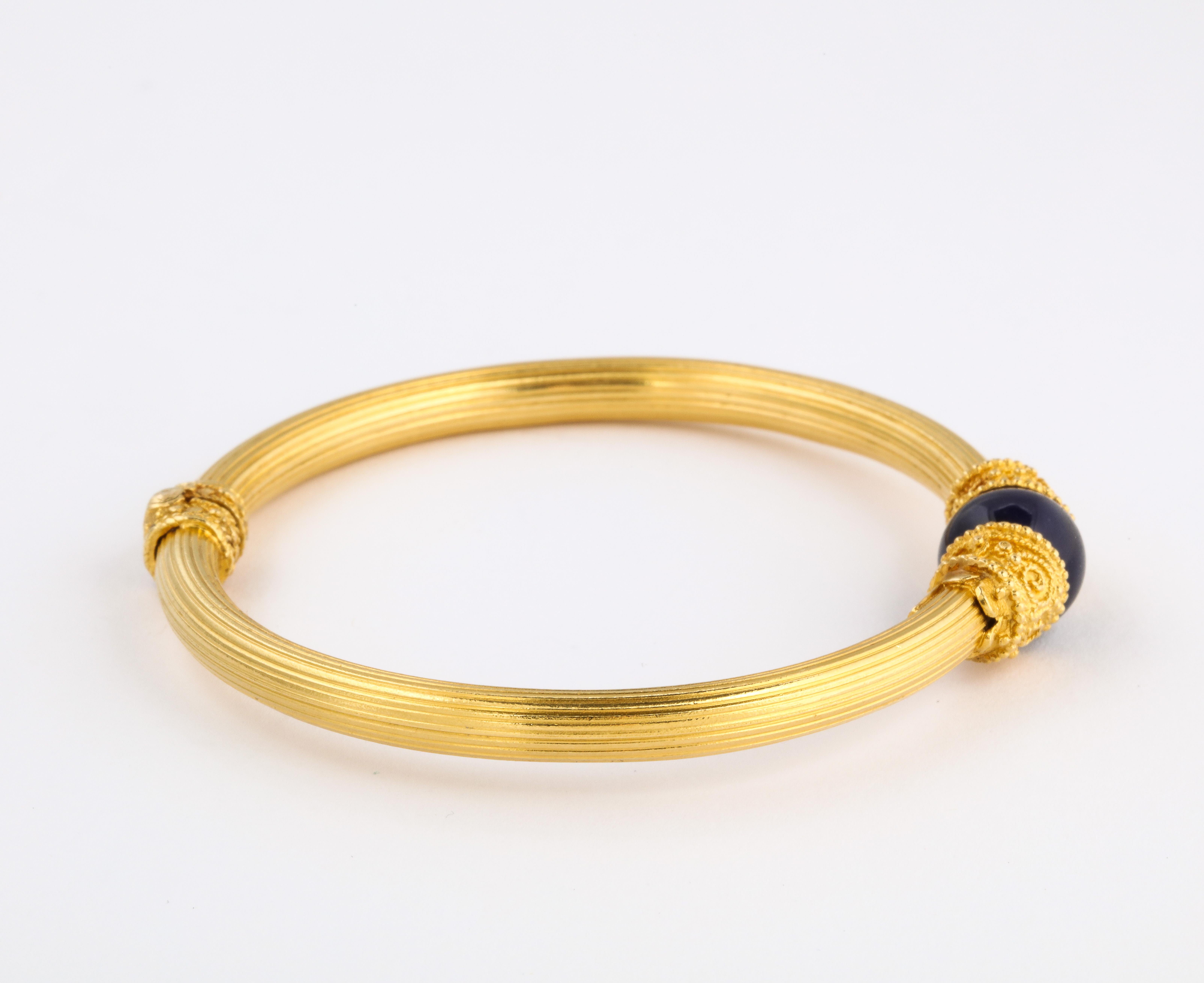 Women's Vintage Gold and Lapis Lalaounis Bracelet