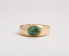 Vintage Gold and Ocean Australian Blue Green Black Opal Ring