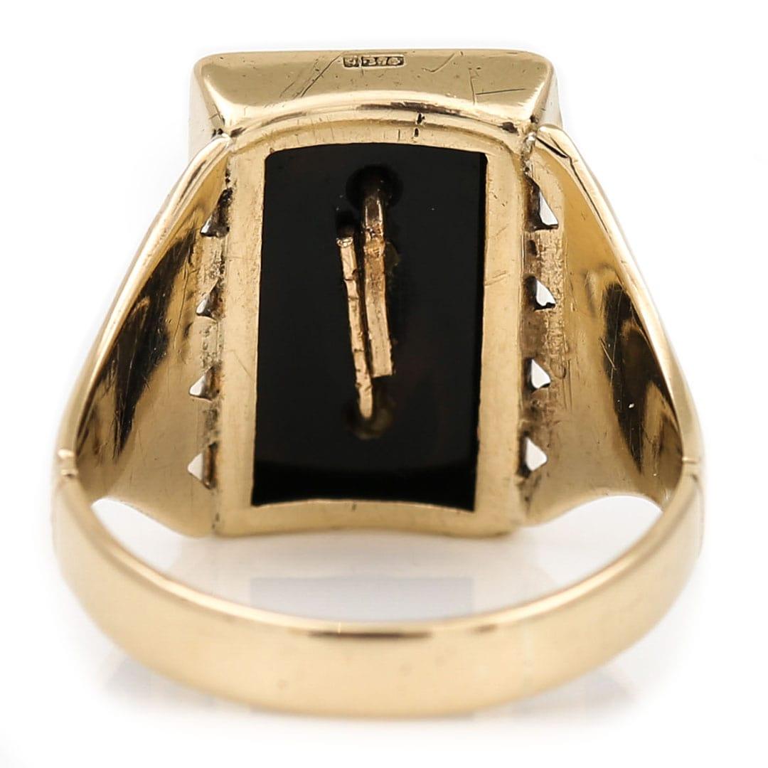 Vintage Gold and Onyx Big T Initial Ring, Circa 1963 2