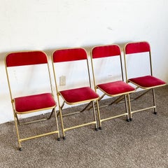 Vintage Gold and Red Folding Chairs by A. Fritz and Co - Set of 4