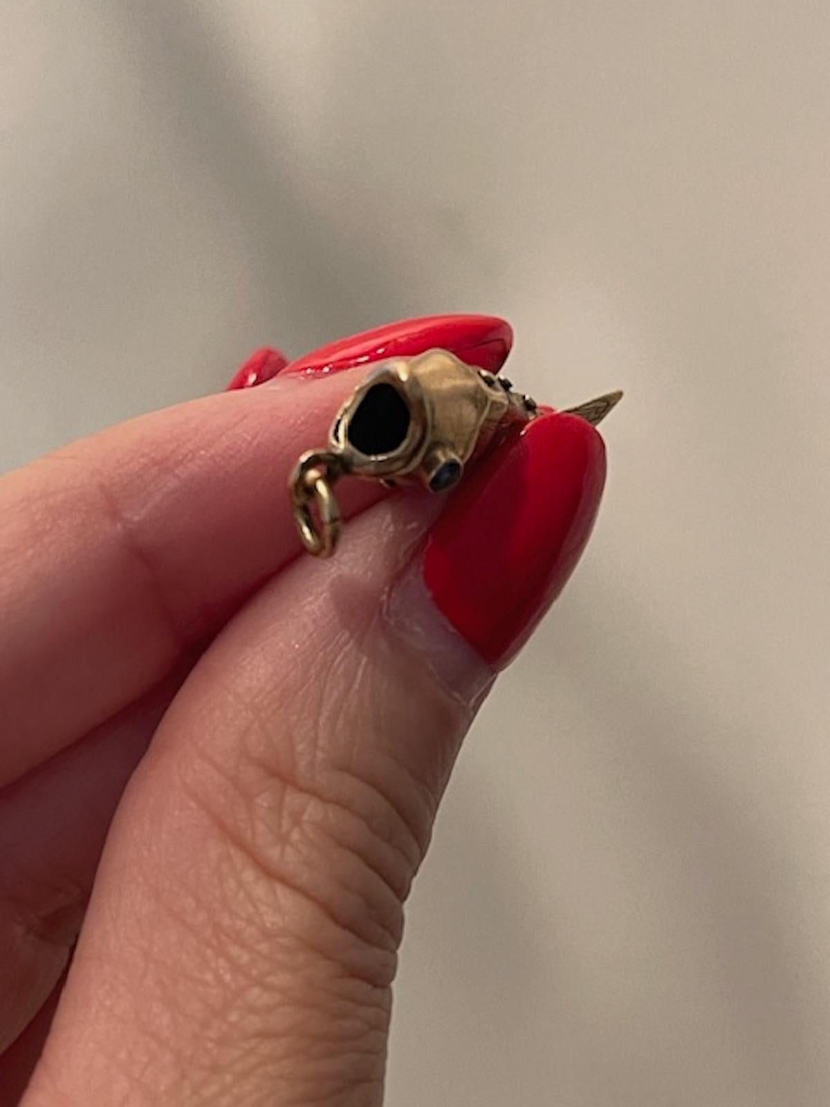 Women's Vintage Gold and Sapphire Articulated Fish Charm