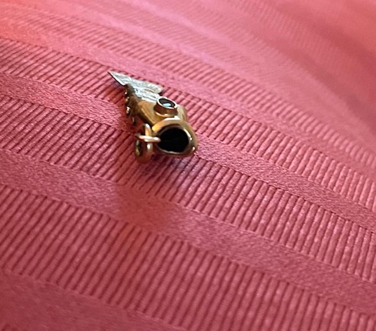Vintage Gold and Sapphire Articulated Fish Charm 1