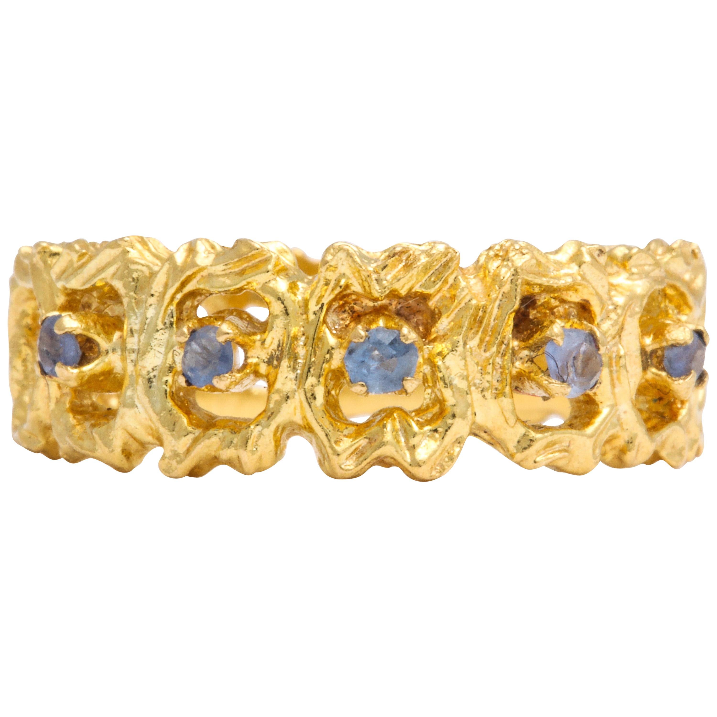 Vintage Gold and Sapphire Band Ring