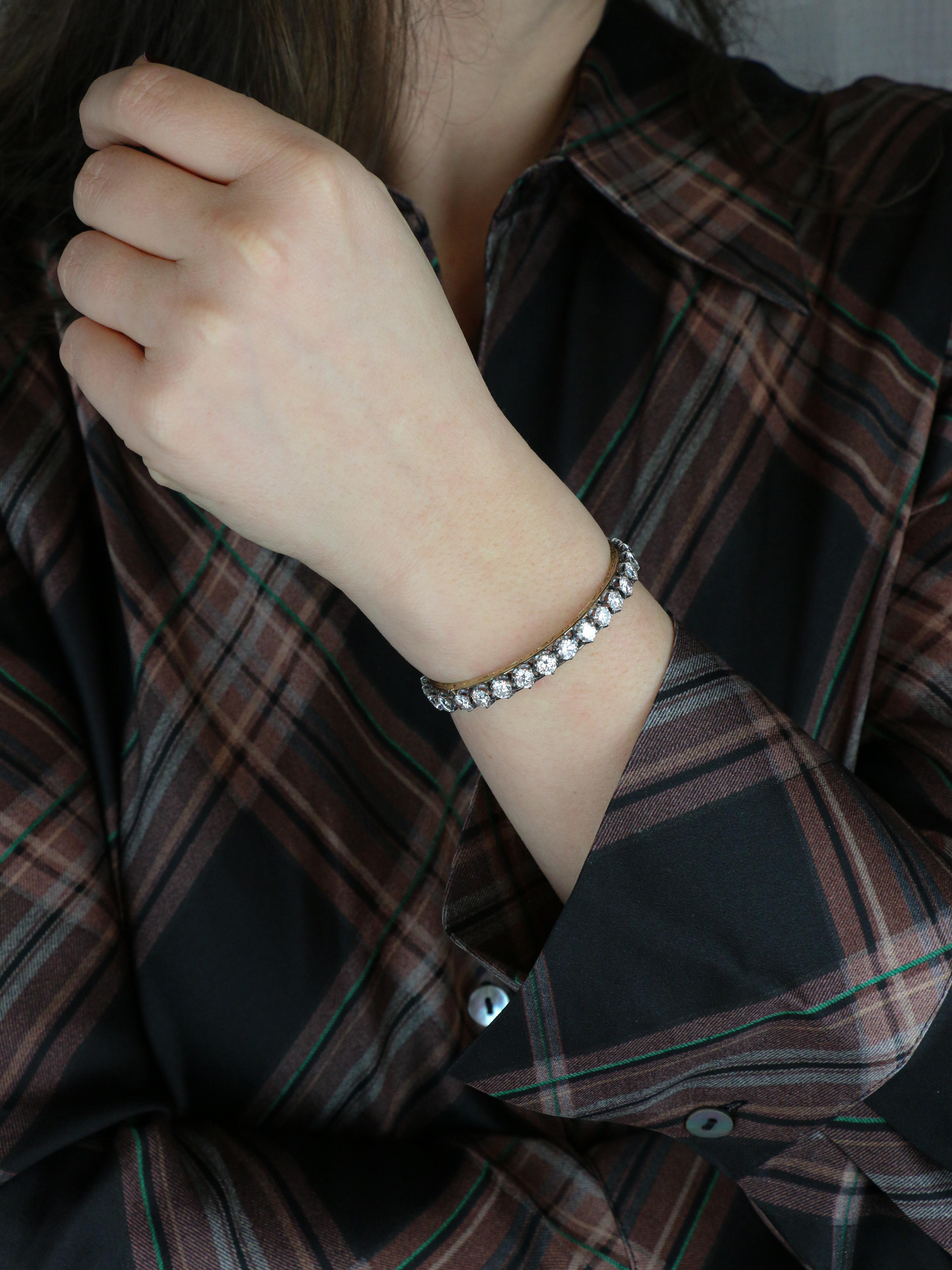 Vintage-Armband aus Gold und Silber mit 12-karätigen Diamanten im Angebot 8