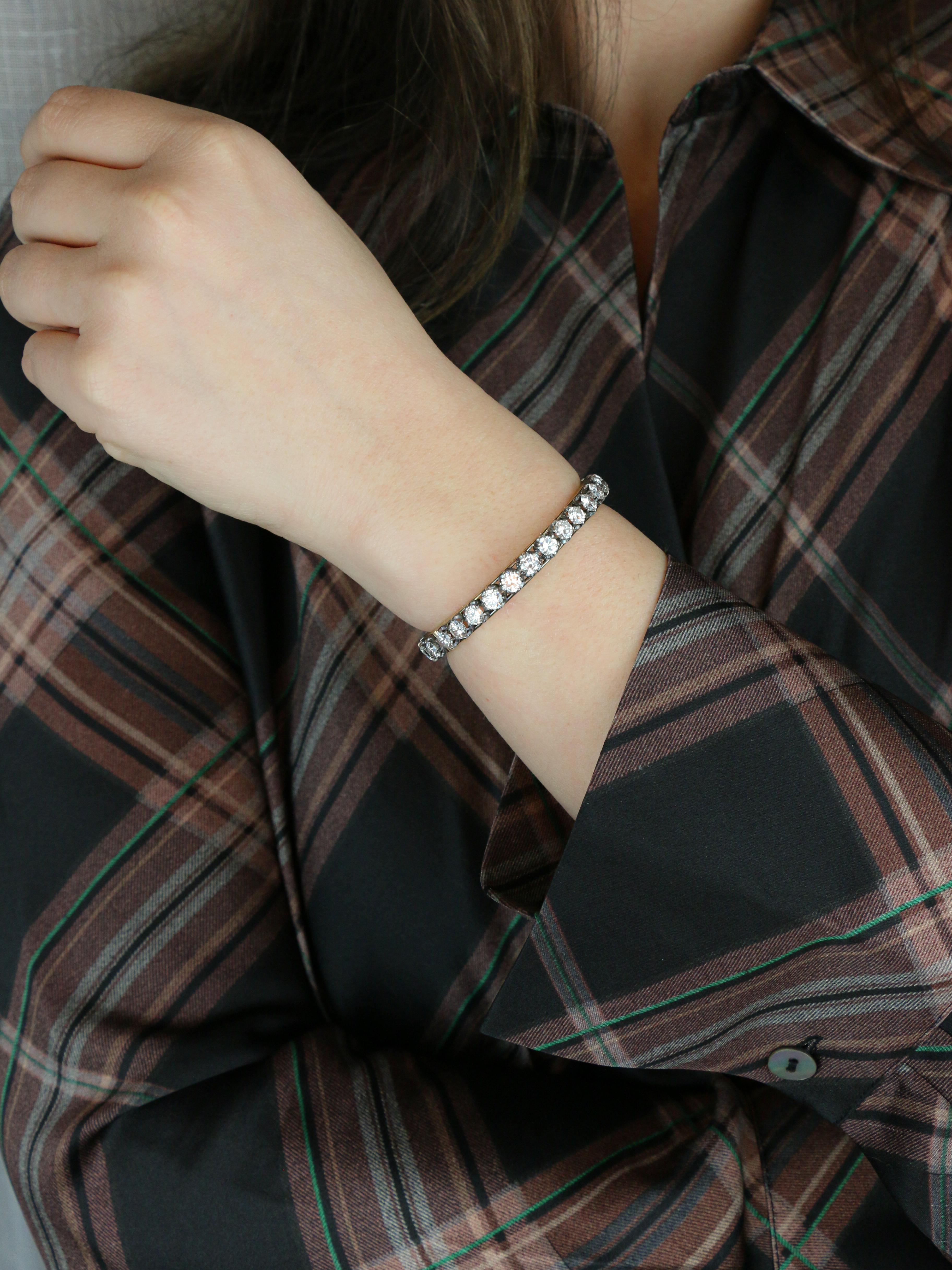 Vintage-Armband aus Gold und Silber mit 12-karätigen Diamanten im Angebot 9