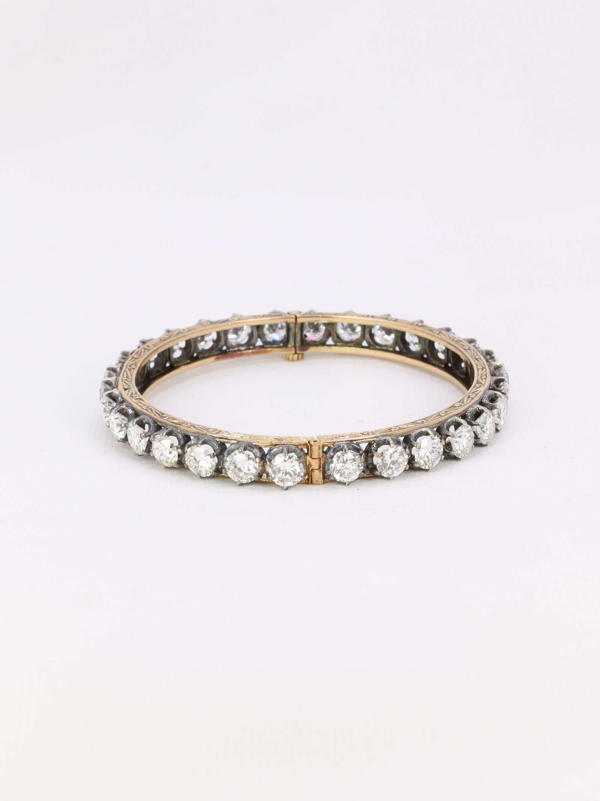 Vintage-Armband aus Gold und Silber mit 12-karätigen Diamanten im Zustand „Gut“ im Angebot in PARIS, FR