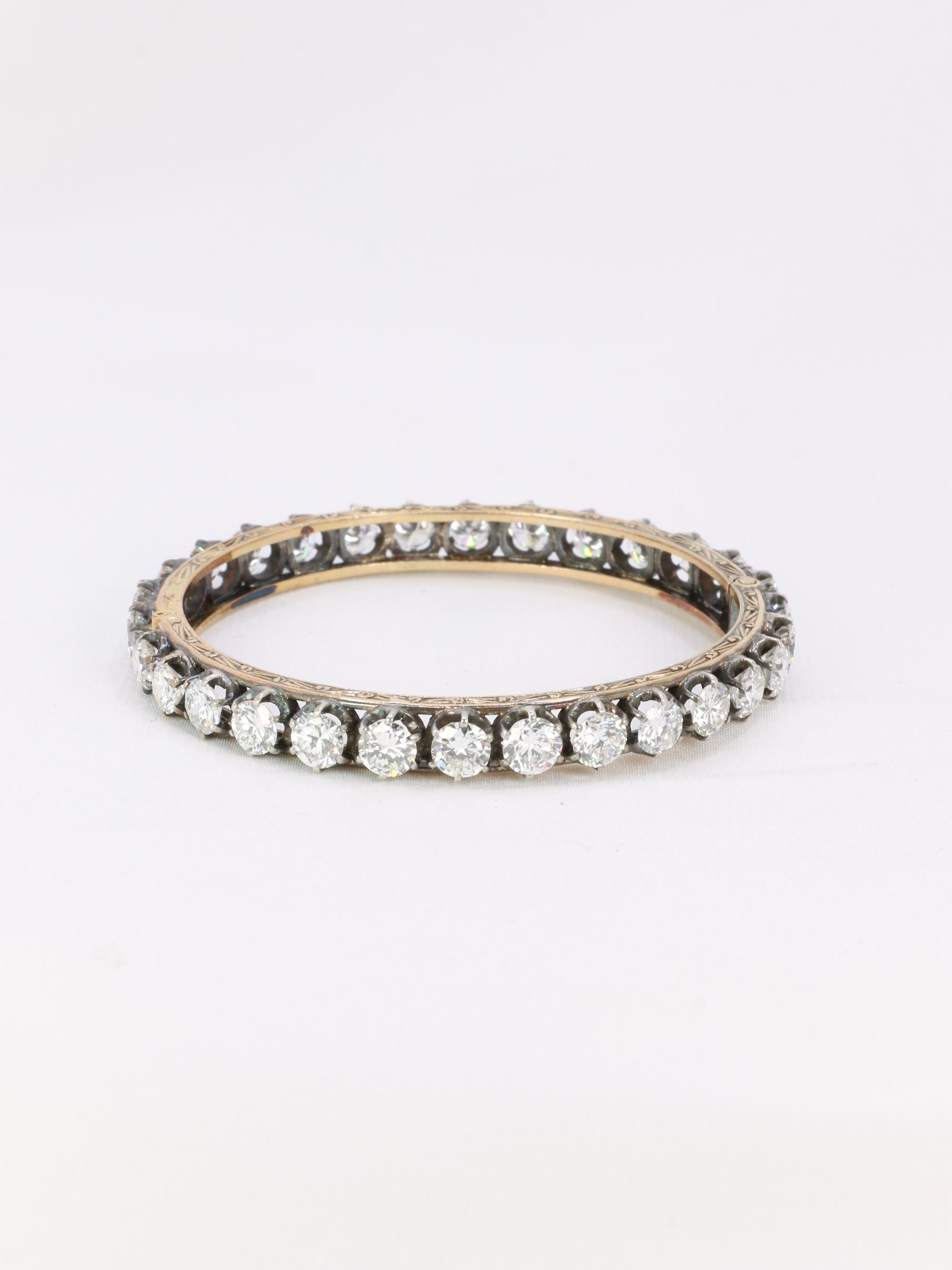 Vintage-Armband aus Gold und Silber mit 12-karätigen Diamanten Damen im Angebot