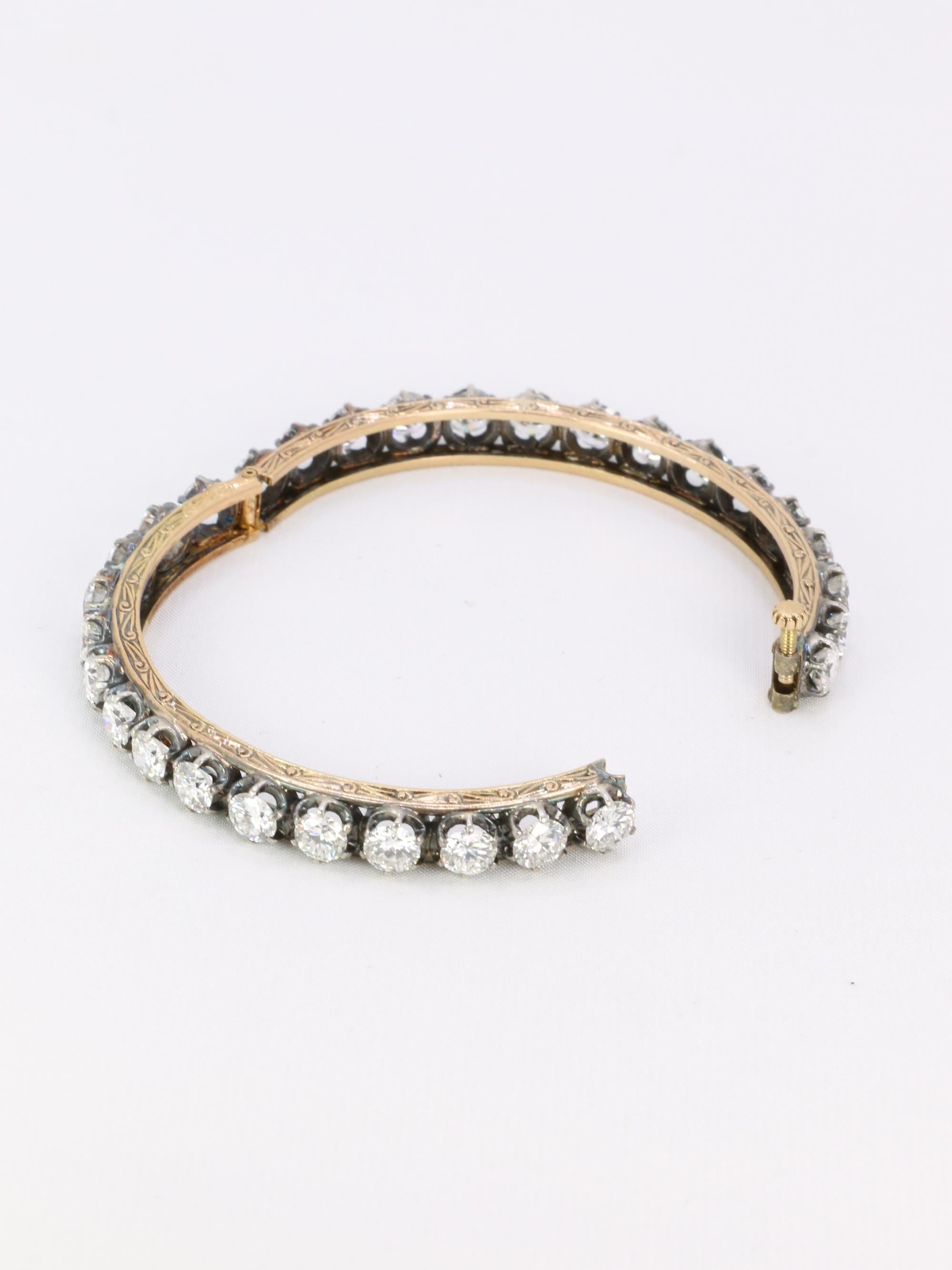 Vintage-Armband aus Gold und Silber mit 12-karätigen Diamanten im Angebot 3