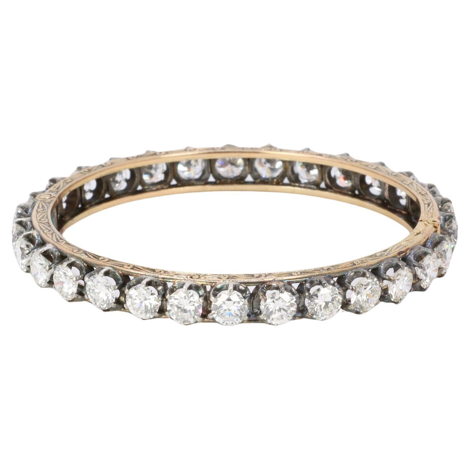 Vintage-Armband aus Gold und Silber mit 12-karätigen Diamanten im Angebot