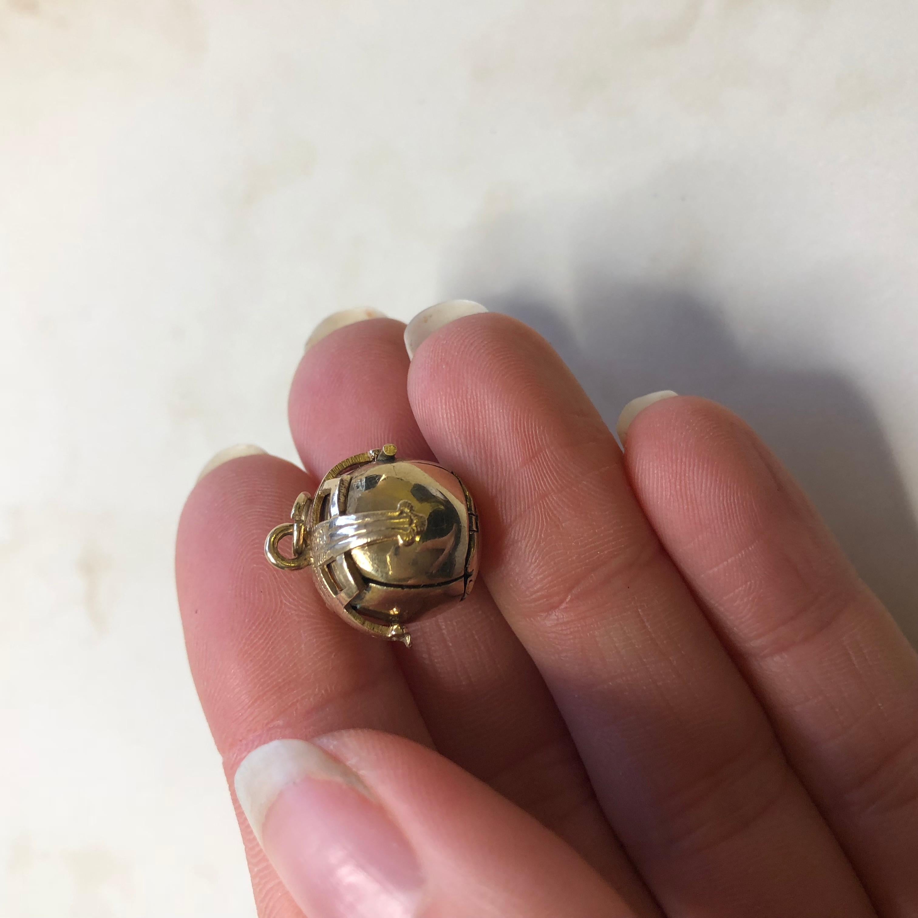 Women's or Men's Vintage Gold and Silver Gilt Masonic Orb Pendant