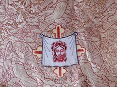Vintage Gold Angel Brocade Chalice Veil Catholic Alter Textile Backed in Silk