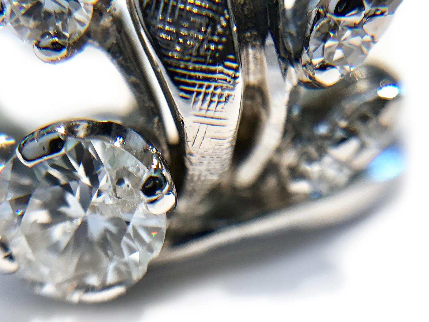Round Cut Vintage 18 Karat Diamond Floral Ring, 0.55 Carat