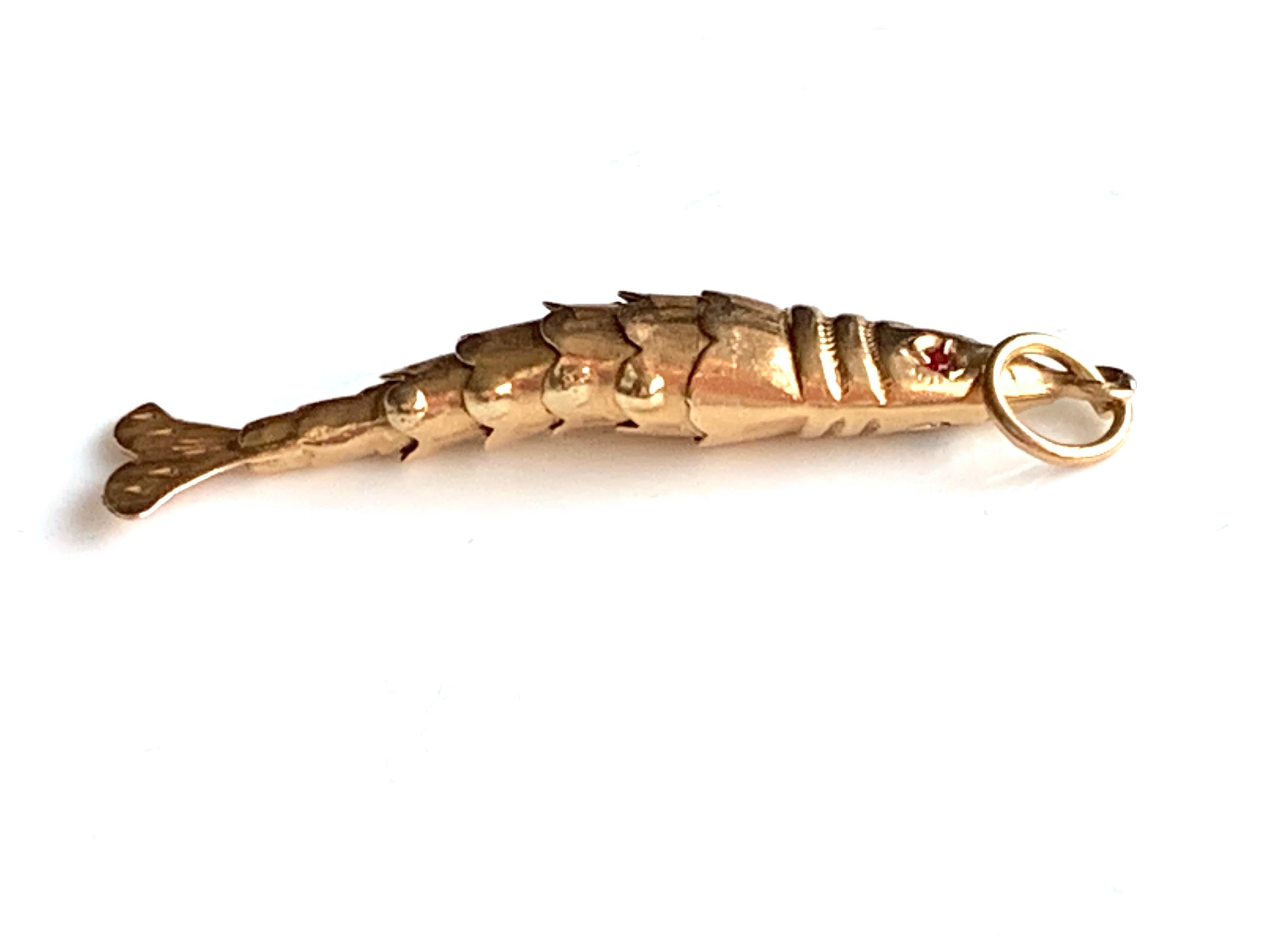 Artisan Vintage Gold Articulated Fish Pendant