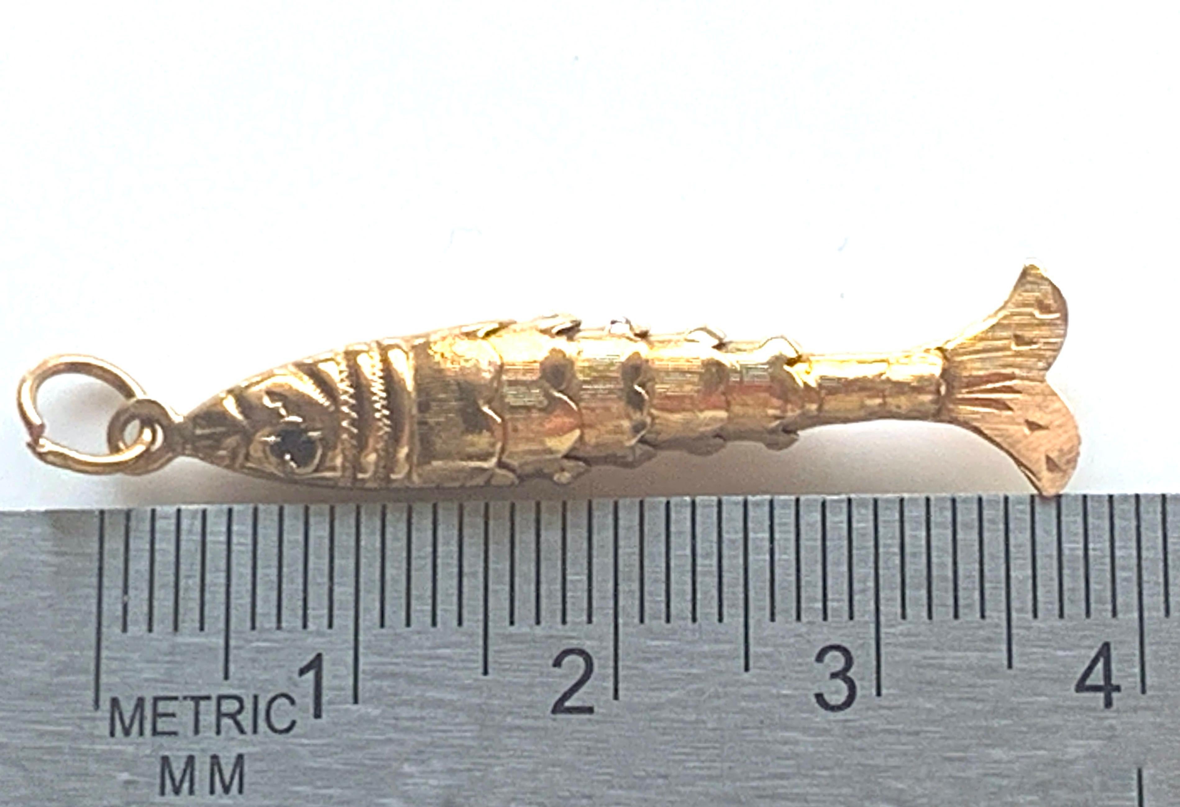 Vintage Gold Articulated Fish Pendant 1