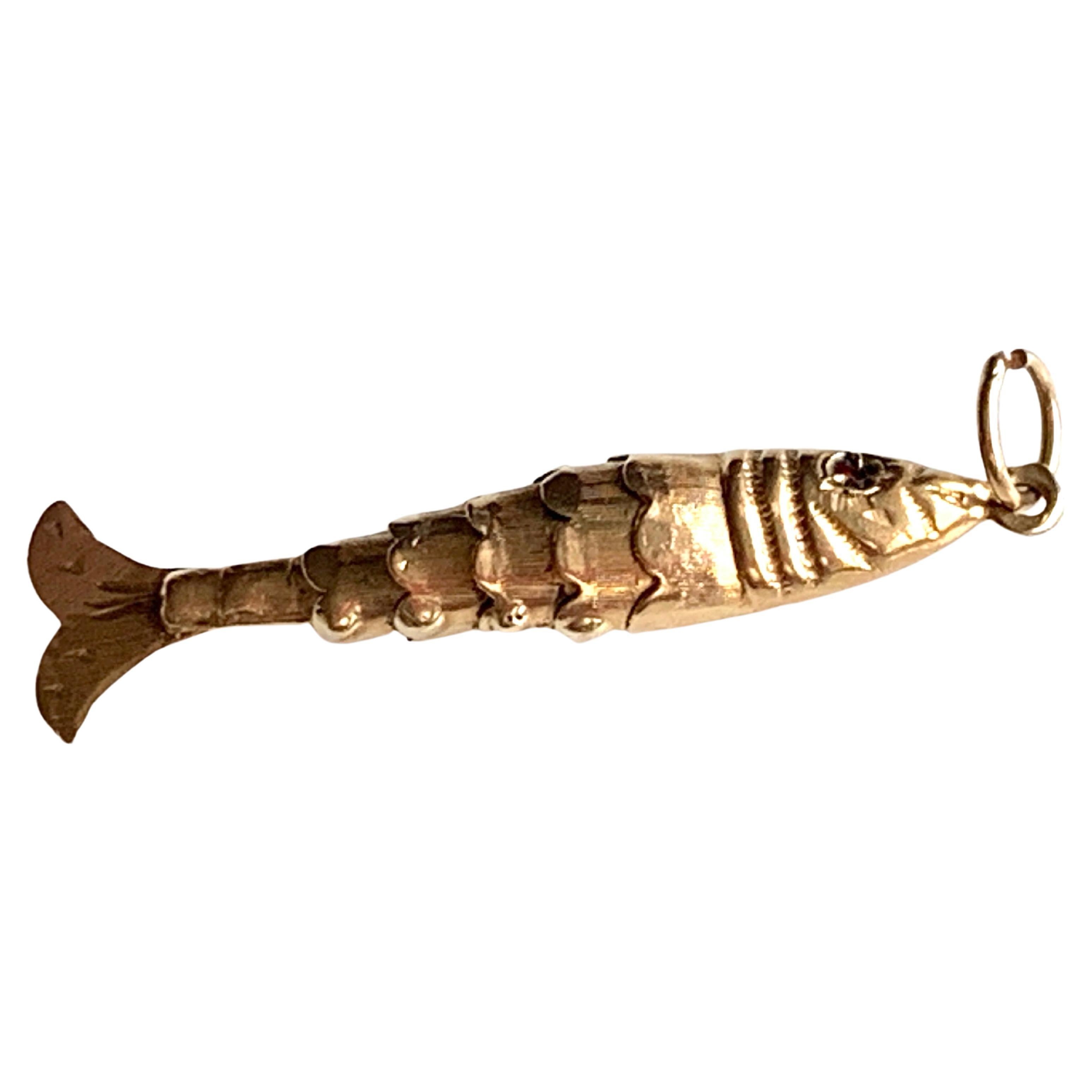 Vintage Gold Articulated Fish Pendant