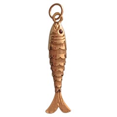 Vintage Gold Articulated Fish Pendant