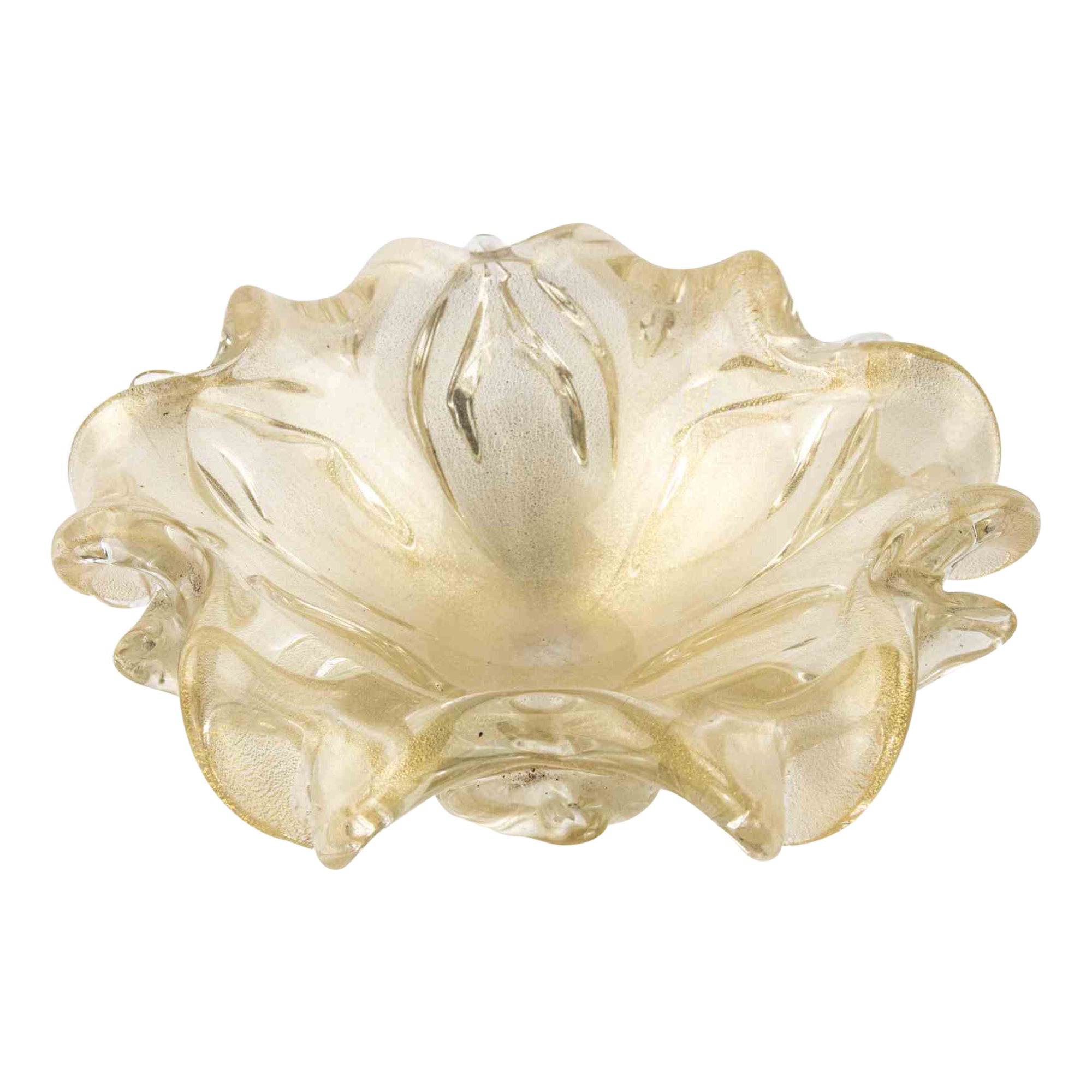 Vintage Gold Aventurin Glasschale attr. zu Barovier & Toso, 1950er Jahre