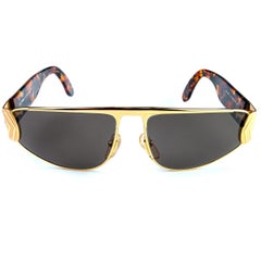 Gafas de sol de aviador vintage doradas de Egon von Furstenberg, Italia Años 80