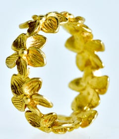 Vintage Gold Band of "Forget me not" Flowers