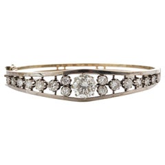 Bracciale bangle in oro vintage con 5,07 carati di diamanti, diamante centrale 2,82 carati