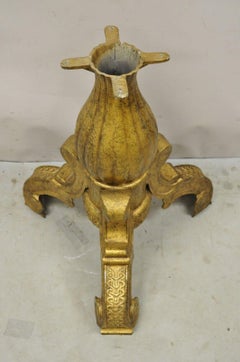 Vintage Gold Baroque Style Cast Aluminum Tripod Pedestal Table Base
