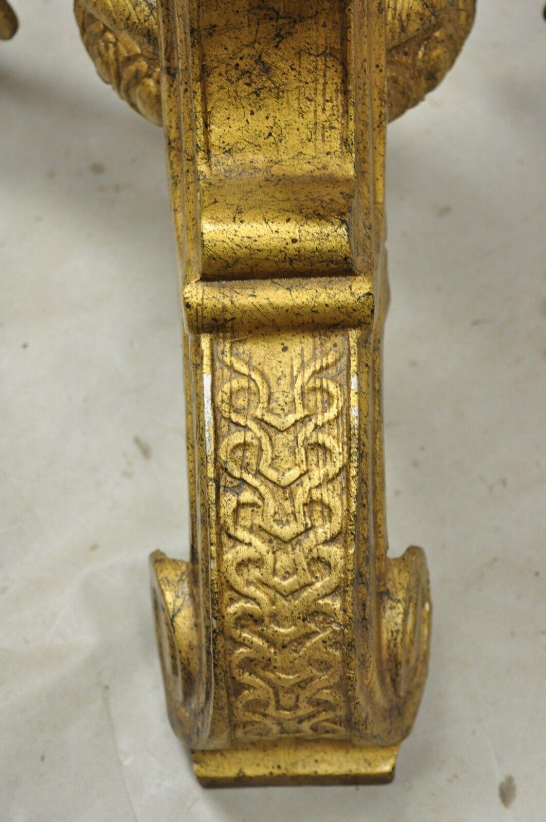 Vintage Gold Barock Stil Cast Aluminium Tripod Pedestal Tabelle Basis im Angebot 3