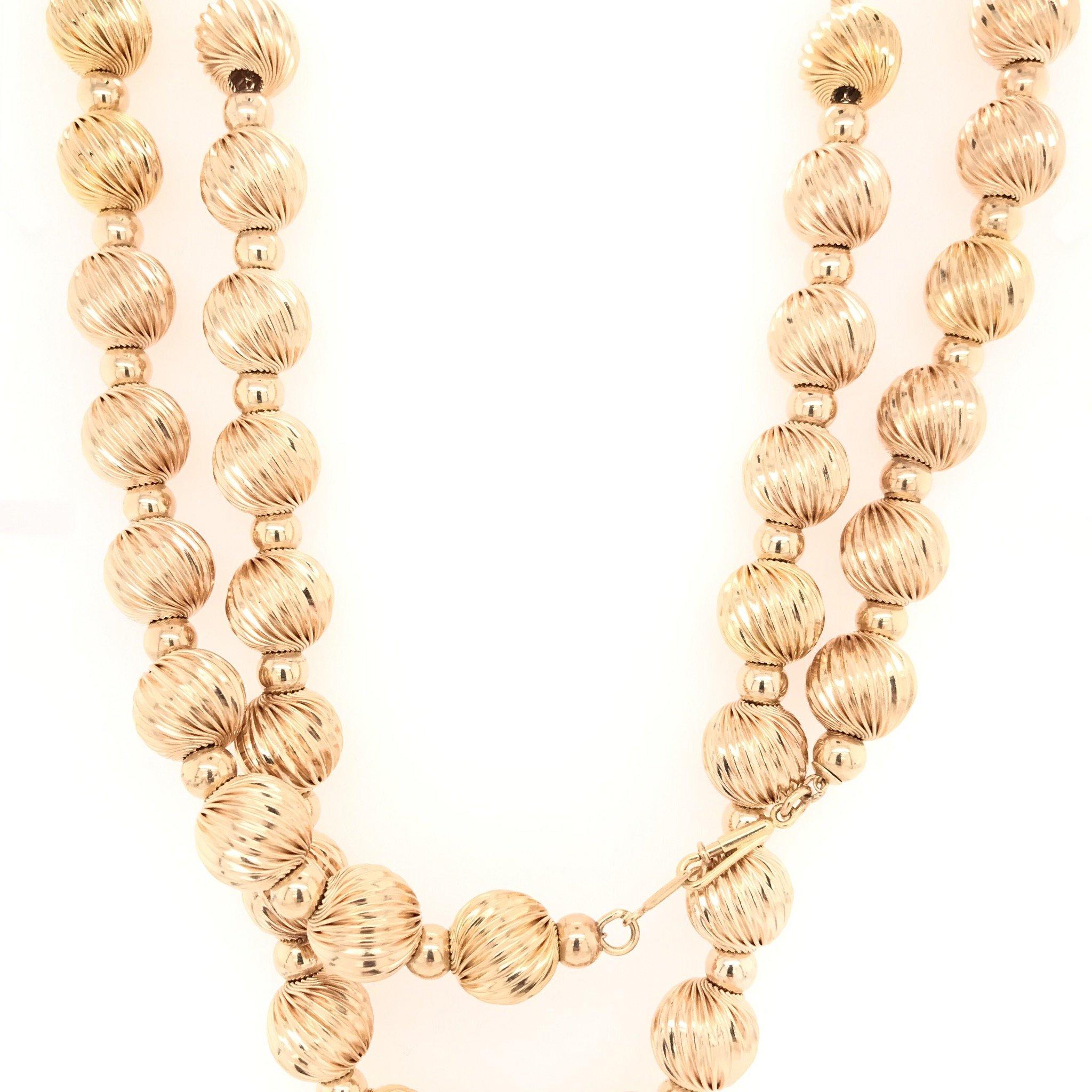 vintage 14k gold bead necklace