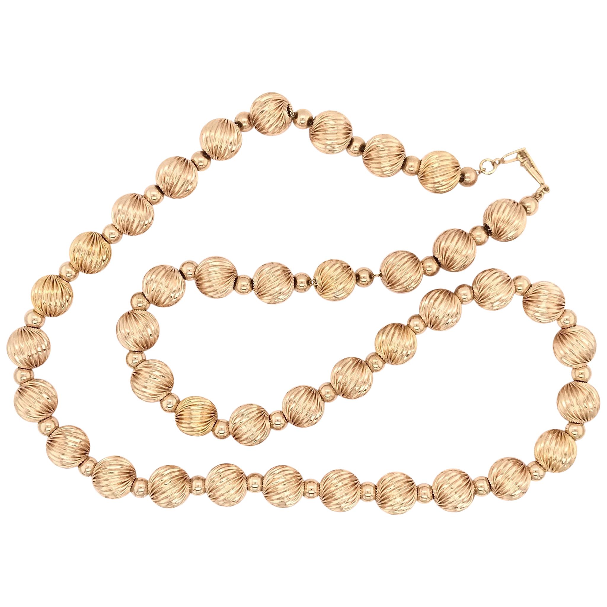 Vintage gold bead necklace outlet