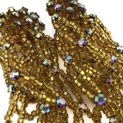 Vintage Gold Bead Statement Cascade Earrings 1960s