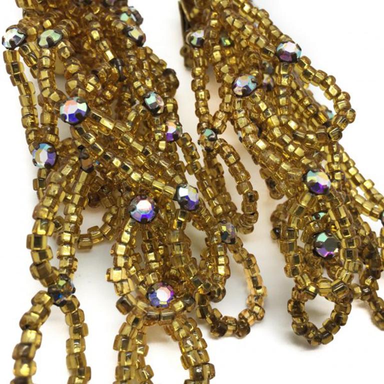 Vintage Gold Perlen Statement Cascade-Ohrringe 1960er Jahre im Zustand „Gut“ im Angebot in Wilmslow, GB