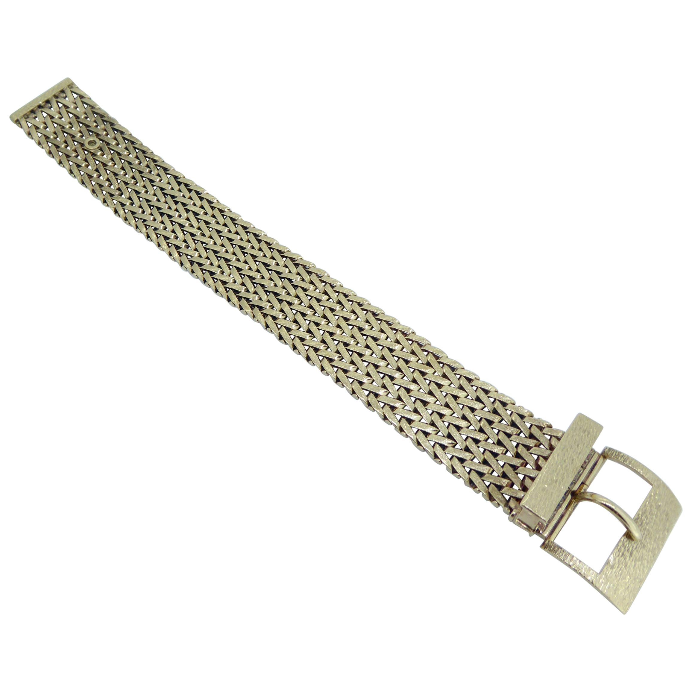 Vintage Gold Belt Bracelet with Mesh Design and Buckle Fastener Hallmarked 1979