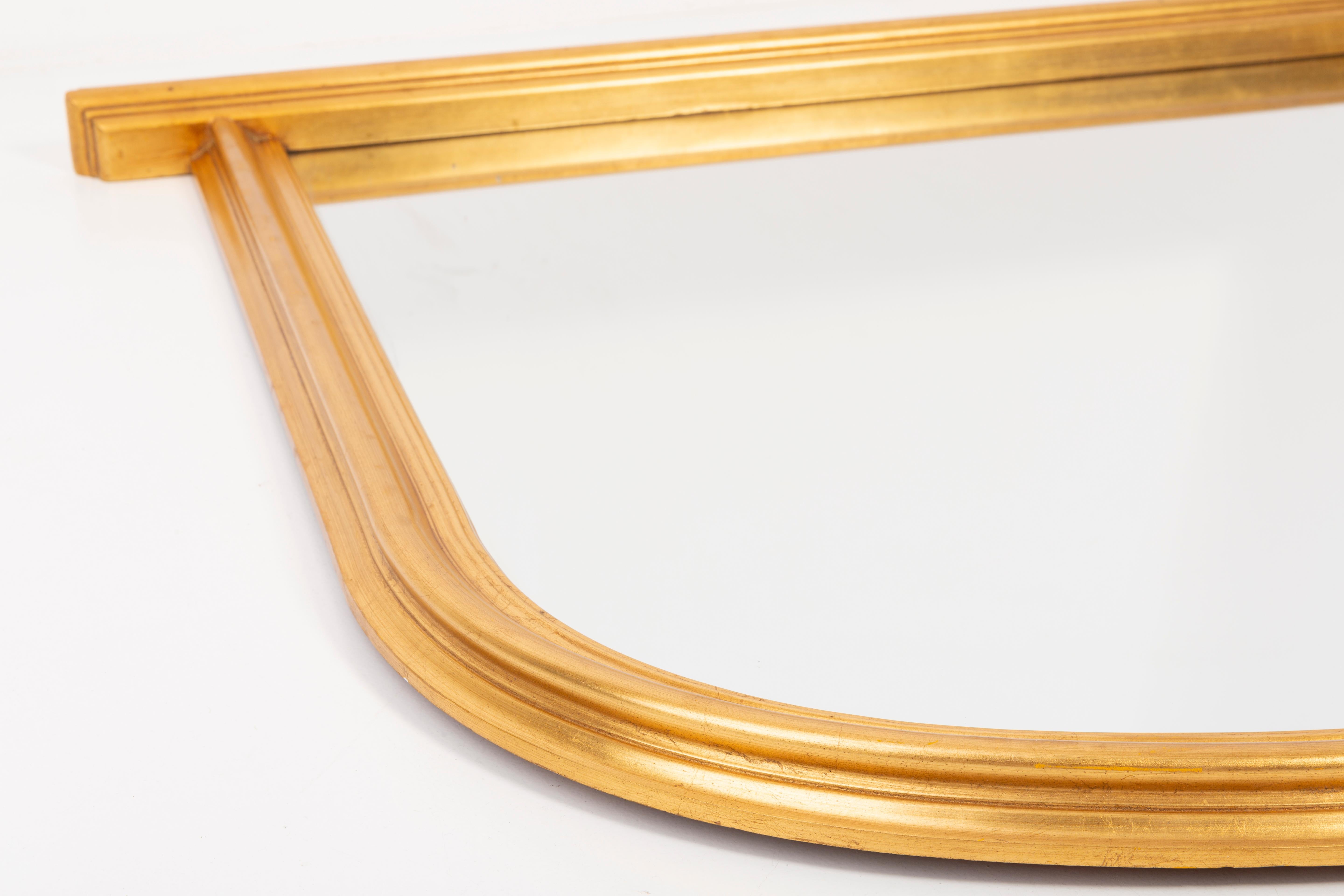 Mid-Century Modern Vintage Gold Big Decorative Wood Fireplace Mirror, Italy, 1960s For Sale