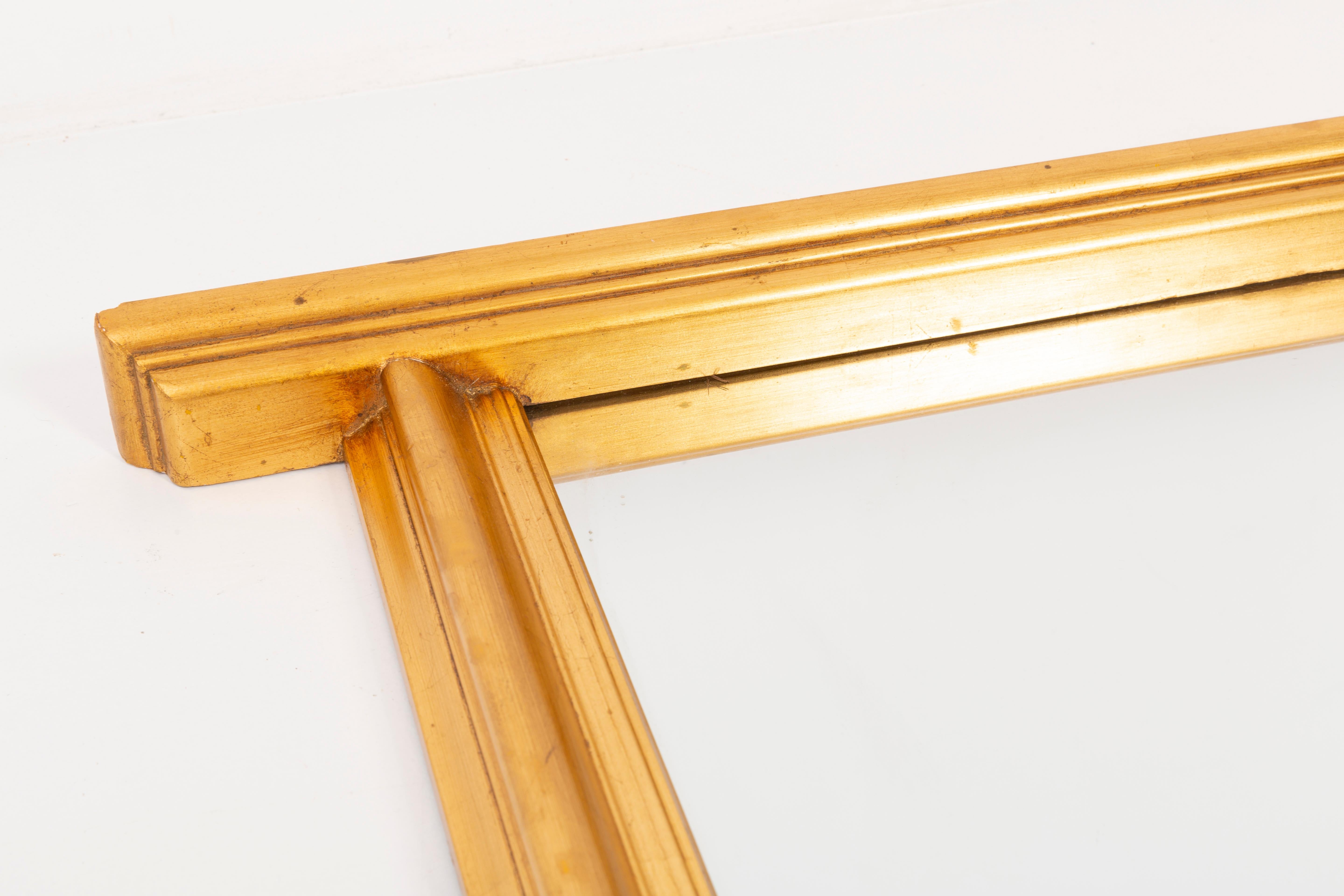 20th Century Vintage Gold Big Decorative Wood Fireplace Mirror, Italy, 1960s For Sale